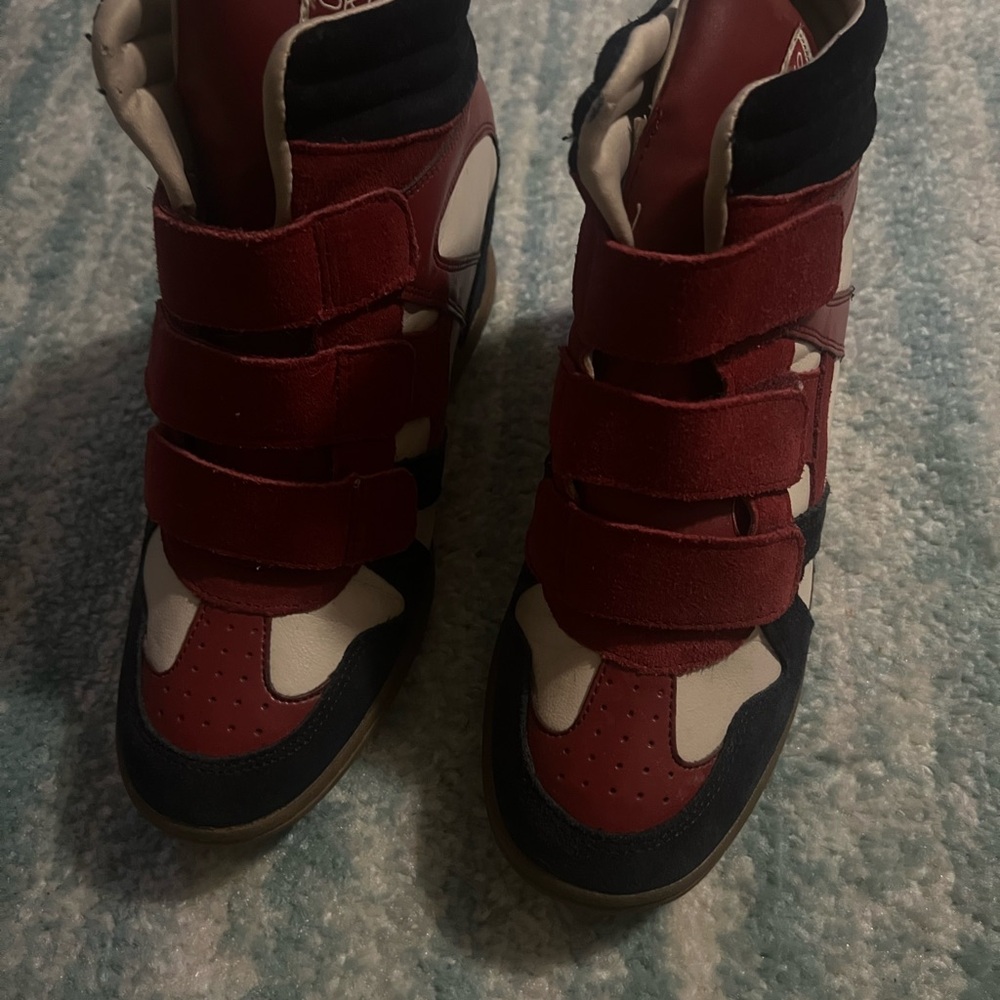 Skechers Red and Black High-Top Sneakers with Velcro Straps